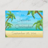 熱帯ビーチとヤシの木の場所の設定 プレイスカード (裏面)