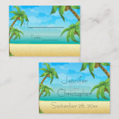 熱帯ビーチとヤシの木の場所の設定 プレイスカード (正面/裏面)