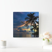 熱帯ビーチとヤシの木の壁時計 スクエア壁時計 (ホーム)