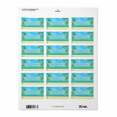 熱帯ビーチとヤシ結婚の木 ラベル (フルシート)