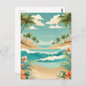 熱帯ビーチと海景観 ポストカード (正面/裏面)