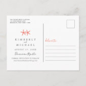 熱帯ビーチと砂ハート保存日付 案内ポストカード (裏面)