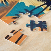 熱帯ビーチにサングラスをかけたアビシニアン猫 ジグソーパズル (側面)