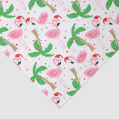 熱帯ビーチのクリスマスのフラミンゴの鳥 薄葉紙 (詳細)