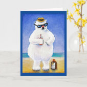 熱帯ビーチのグリーティングカード カード (黄色い花)