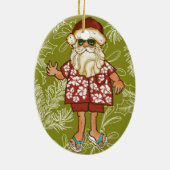 熱帯ビーチのサンタのクリスマスのオーナメント セラミックオーナメント (裏面)