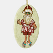 熱帯ビーチのサンタのクリスマスのオーナメント セラミックオーナメント (右)