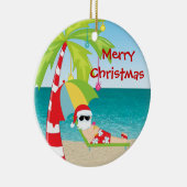 熱帯ビーチのサンタのヤシの木のクリスマスのオーナメント セラミックオーナメント (右)
