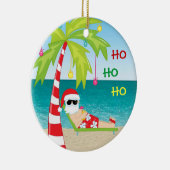 熱帯ビーチのサンタのヤシの木のクリスマスのオーナメント セラミックオーナメント (右)