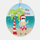 熱帯ビーチのサンタのヤシの木のクリスマスのオーナメント セラミックオーナメント (左)