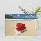 熱帯ビーチのサンタの帽子 シーズンカード (スタンド正面)