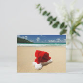 熱帯ビーチのサンタの帽子 シーズンポストカード (スタンド正面)
