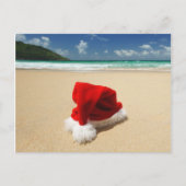 熱帯ビーチのサンタの帽子 シーズンポストカード (正面)