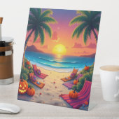 熱帯ビーチのハロウィーン 台座サイン (インサイチュ)