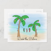 熱帯ビーチのハワイのクリスマスのデッキやし シーズンポストカード (正面/裏面)