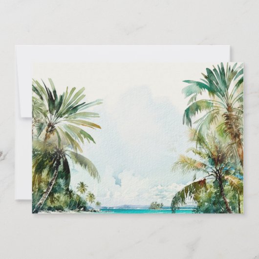 熱帯ビーチのパームの木の本の赤ちゃんシャワー 招待状 (裏面)