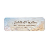 熱帯ビーチのヒトデ結婚イの貝殻の住所 ラベル (正面)