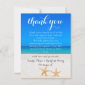 熱帯ビーチのヒトデ結婚ザメ サンキューカード (裏面)