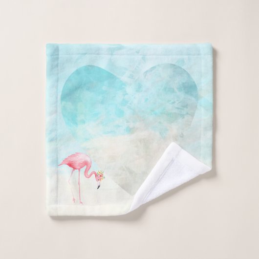 熱帯ビーチのフラミンゴのBathの洗浄布 ウォッシュタオル (ウォッシュタオル)