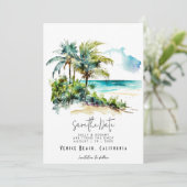 熱帯ビーチのヤシの光は日付カードを保存 サンキューカード (スタンド正面)