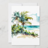 熱帯ビーチのヤシの光は日付カードを保存 サンキューカード (裏面)