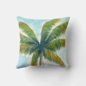 熱帯ビーチのヤシの木で晴れた日 クッション (裏面)