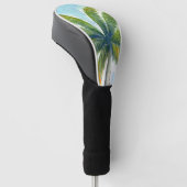 熱帯ビーチのヤシの木で晴れた日 ゴルフヘッドカバー (アングル)