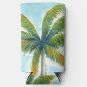 熱帯ビーチのヤシの木で晴れた日 スリム缶クーラー (正面)