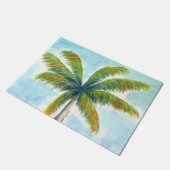 熱帯ビーチのヤシの木で晴れた日 ドアマット (アングル)