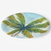 熱帯ビーチのヤシの木で晴れた日 ペーパープレート (アングル)