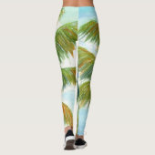熱帯ビーチのヤシの木で晴れた日 レギンス (裏面)
