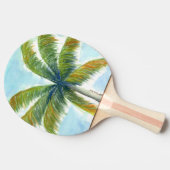 熱帯ビーチのヤシの木で晴れた日 卓球ラケット (横)