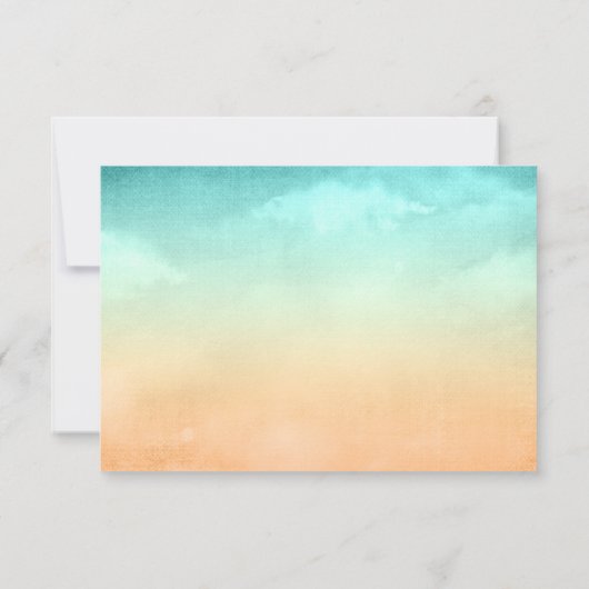 熱帯ビーチのヤシの木のバルミツワーの応答カード 出欠カード (裏面)