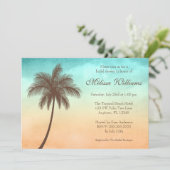 熱帯ビーチのヤシの木のブライダルシャワー 招待状 (スタンド正面)
