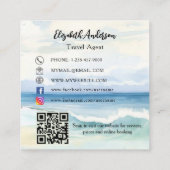 熱帯ビーチのヤシの木のロゴQRコードのソーシャルメディア スクエア名刺 (裏面)