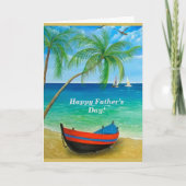 熱帯ビーチのヤシの木の完璧な父の日 カード (正面)