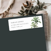 熱帯ビーチのヤシの木の水の色アドレス ラベル