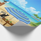 熱帯ビーチのヤシの木の海の夏パターン ラッピングペーパー (角)