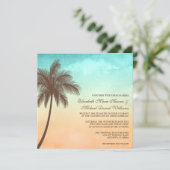 熱帯ビーチのヤシの木の結婚式の正方形 招待状 (スタンド正面)