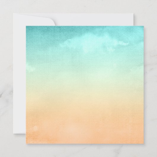 熱帯ビーチのヤシの木の結婚式の正方形 招待状 (裏面)