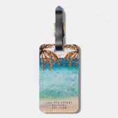 熱帯ビーチのヤシの木の荷物のラベルのラベル ラゲッジタグ (裏面縦)