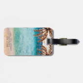 熱帯ビーチのヤシの木の荷物のラベルのラベル ラゲッジタグ (裏面横)