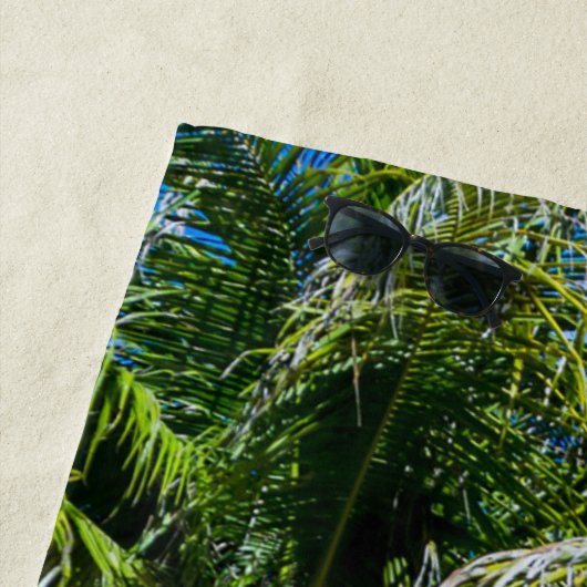 熱帯ビーチのヤシの木DIY写真パーソナライズされた ビーチタオル (インサイチュ)