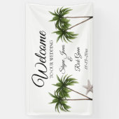 熱帯ビーチのヤシモダンの木の結婚ヒトデ 横断幕 (縦)