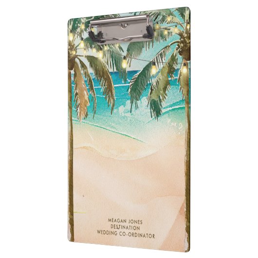 熱帯ビーチのヤシ結婚の木のコーディネーター クリップボード (左)