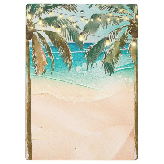 熱帯ビーチのヤシ結婚の木のコーディネーター クリップボード (裏面)