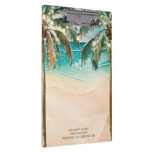 熱帯ビーチのヤシ結婚の木のコーディネーター クリップボード (右)