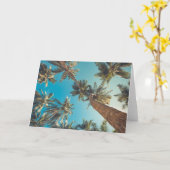 熱帯ビーチのヴィンテージのヤシの木 カード (黄色い花)