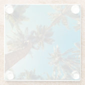 熱帯ビーチのヴィンテージのヤシの木 ガラスコースター (裏面)