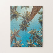 熱帯ビーチのヴィンテージのヤシの木 ジグソーパズル (縦)